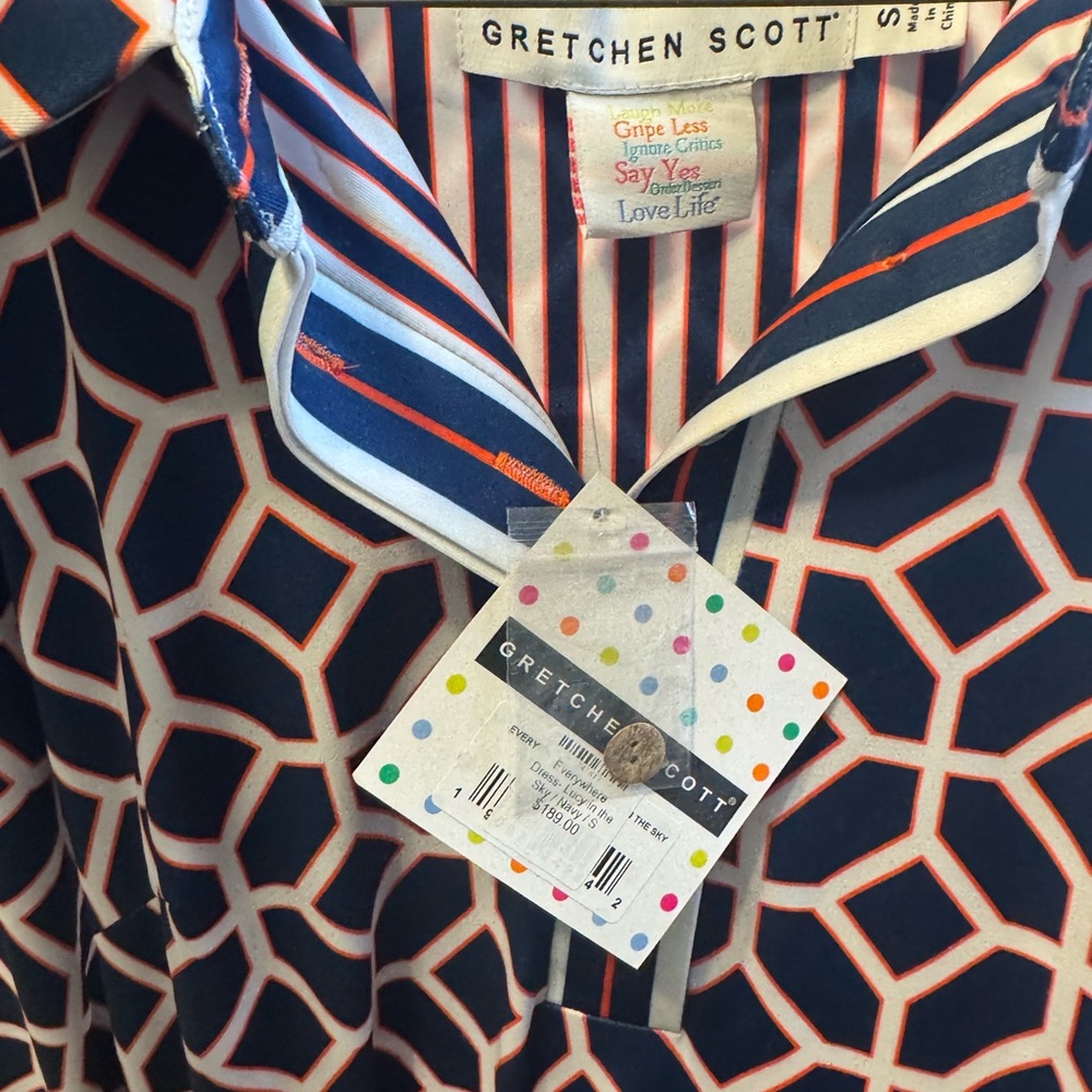 Gretchen Scott Everywhere Dress - Lucy in the Sky Navy/Orange - Size Small - Picture 4 of 4